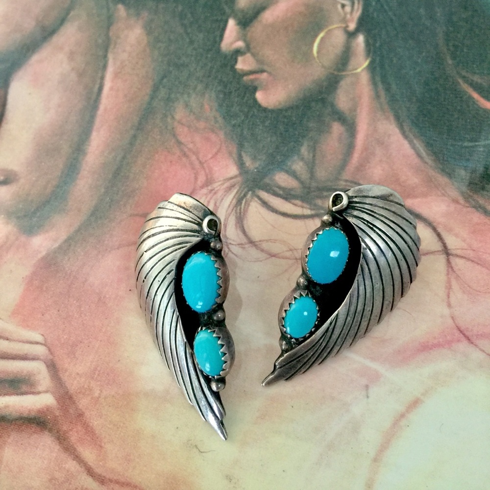 SALE: Vintage Navajo turquoise/sterling earrings